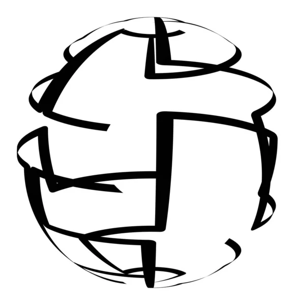 Sphere Dengan Random Tidak Teratur Baris Ikon Simbol - Stok Vektor