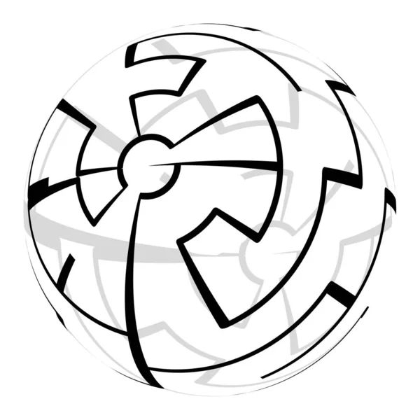 Kugel Mit Zufälligen Unregelmäßigen Linien Symbol Symbol — Stockvektor