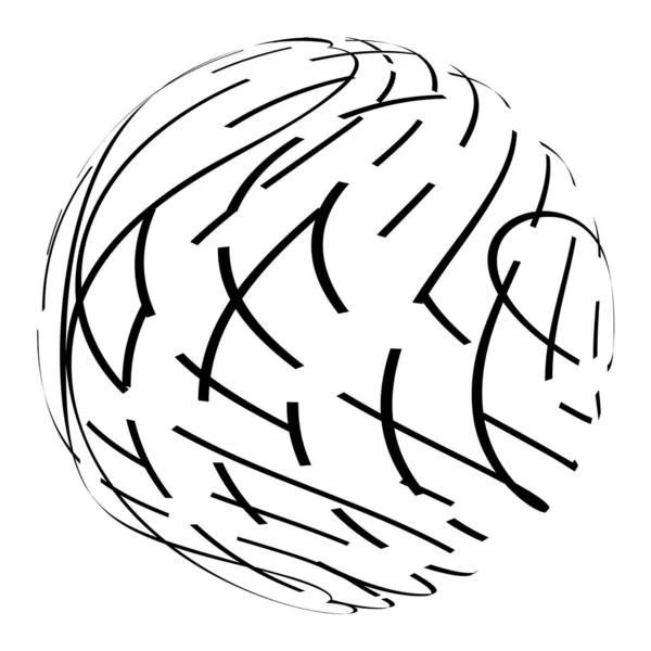 Kugel Mit Zufälligen Unregelmäßigen Linien Symbol Symbol — Stockvektor