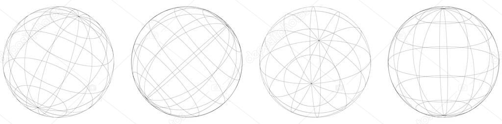 Sphere, orb, ball with wireframe, grid, mesh surface