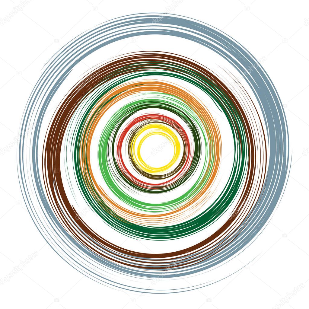 Concentric circles rings. Spiral, swirl, twirl element. Volute, helix.