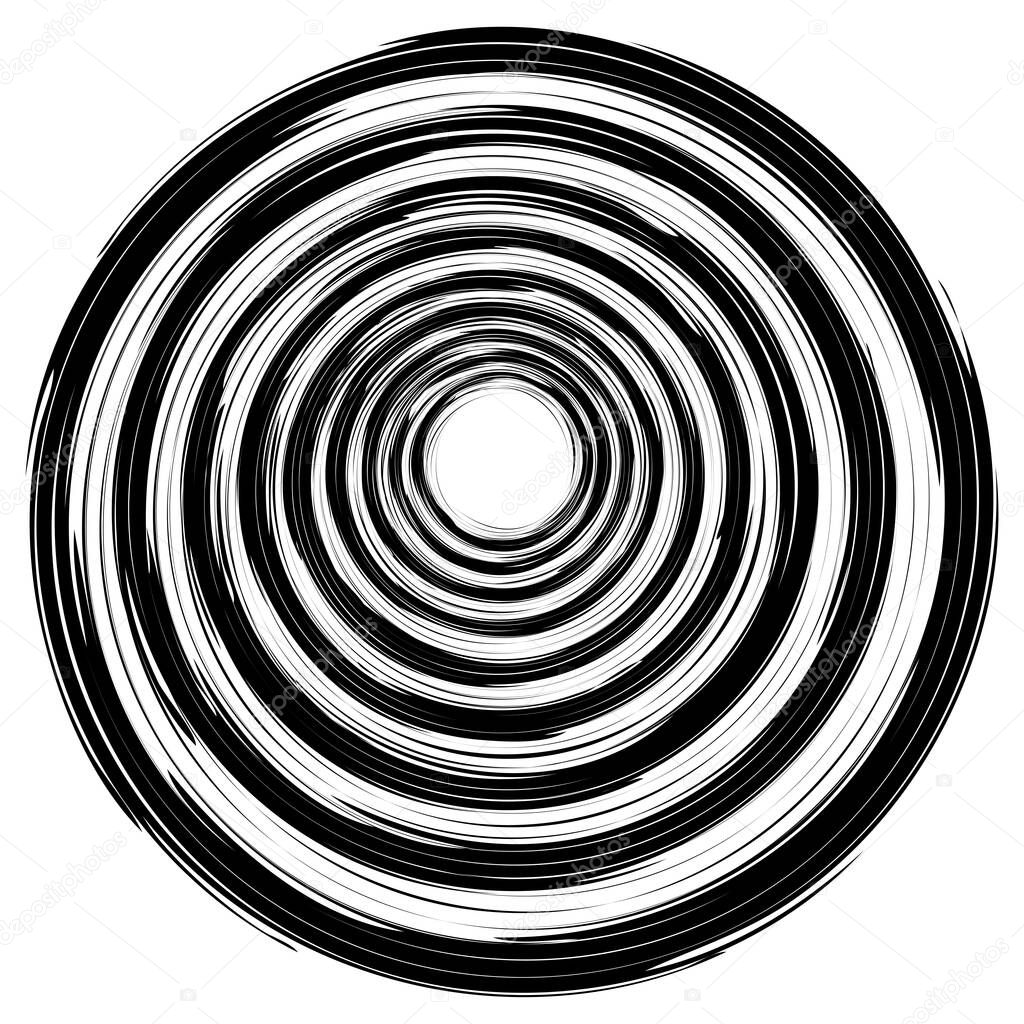 Concentric circles rings. Spiral, swirl, twirl element. Volute, helix.