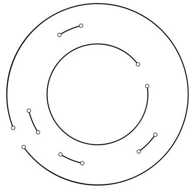 Dairesel, dairesel noktalı çizgiler