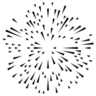 Radyal çizgiler parlaklık, patlama, yıldız patlaması, güneş patlaması etkisi tasarım elementi