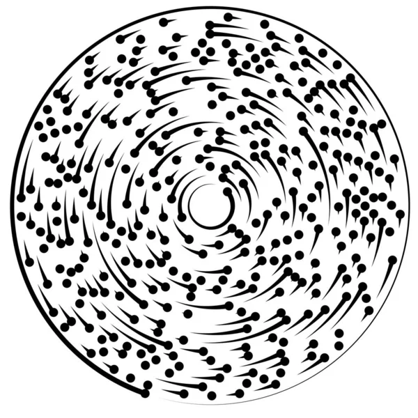 Linhas Circulares Radiais Com Nós Pontos —  Vetores de Stock