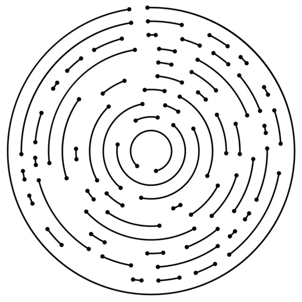Kreisförmige Radiale Linien Mit Knoten Punkten — Stockvektor