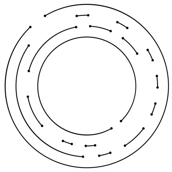 Líneas Circulares Radiales Con Nudos Puntos — Vector de stock