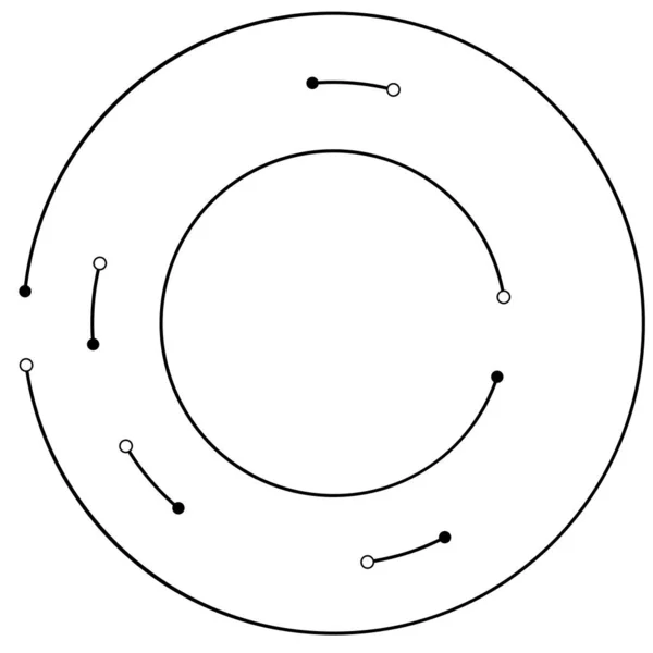 Líneas Circulares Radiales Con Nudos Puntos — Vector de stock