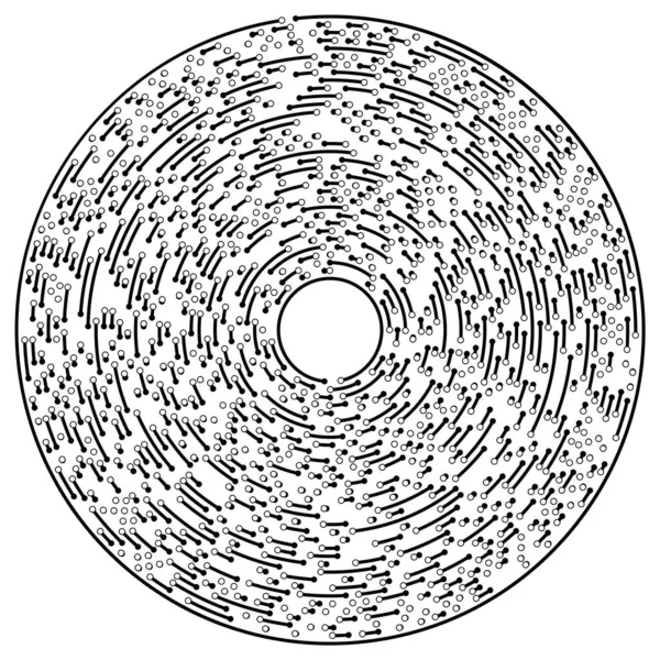 Linhas Circulares Radiais Com Nós Pontos — Vetor de Stock