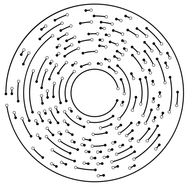 Lignes Circulaires Radiales Avec Nœuds Points — Image vectorielle