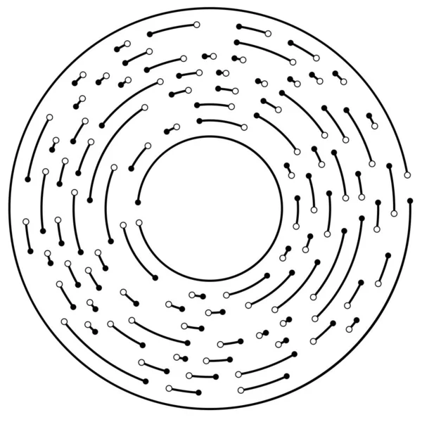 Circular Radial Lines Nodes Points — Stock Vector