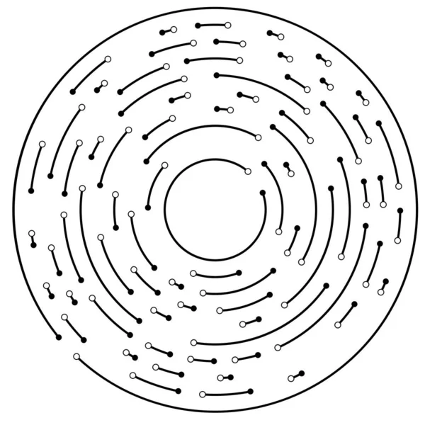 Lignes Circulaires Radiales Avec Nœuds Points — Image vectorielle