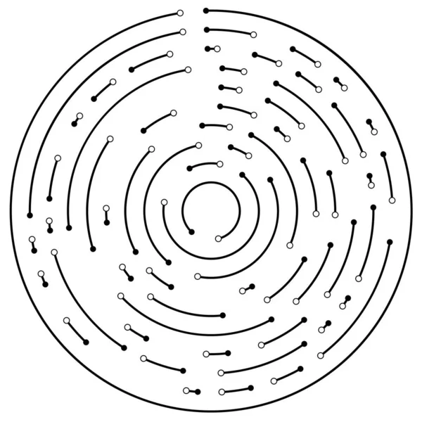 Lignes Circulaires Radiales Avec Nœuds Points — Image vectorielle