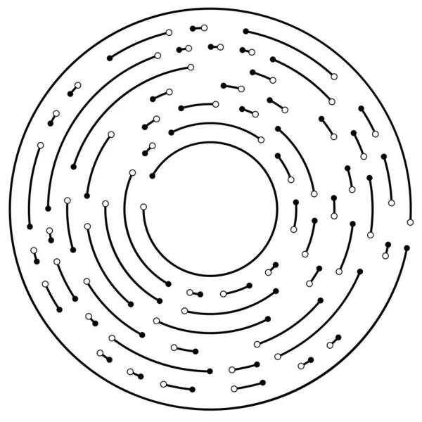 Líneas Circulares Radiales Con Nudos Puntos — Archivo Imágenes Vectoriales