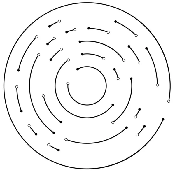 Lignes Circulaires Radiales Avec Nœuds Points — Image vectorielle