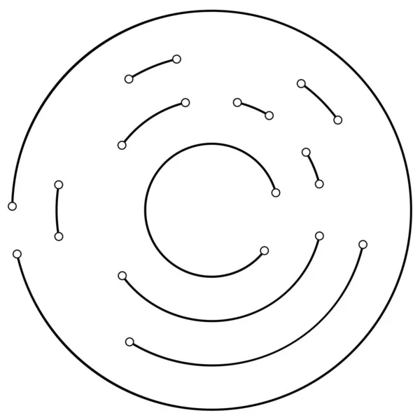 Cirkulära Radiella Linjer Med Noder Punkter — Stock vektor