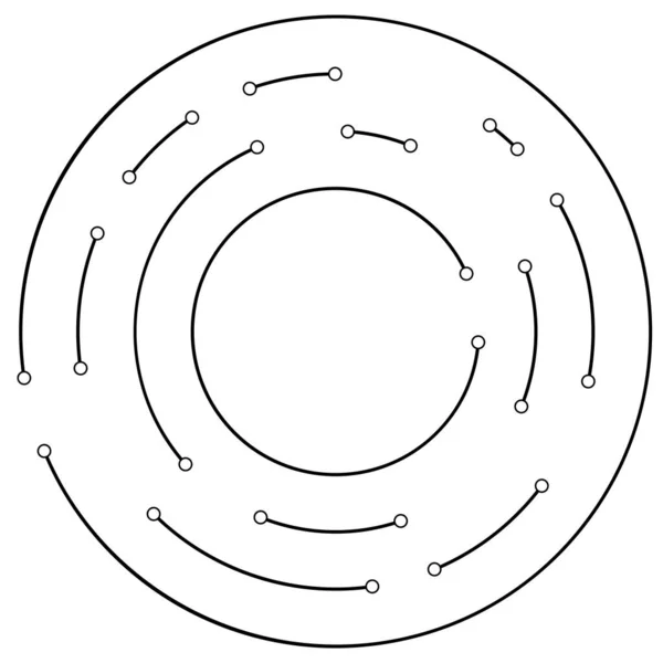 Cirkulära Radiella Linjer Med Noder Punkter — Stock vektor