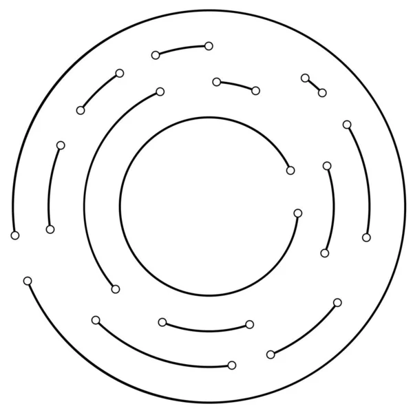 Linee Circolari Radiali Con Nodi Punti — Vettoriale Stock