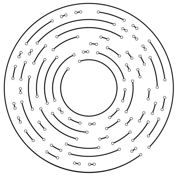 Circular Radial Lines Nodes Points — Stock Vector