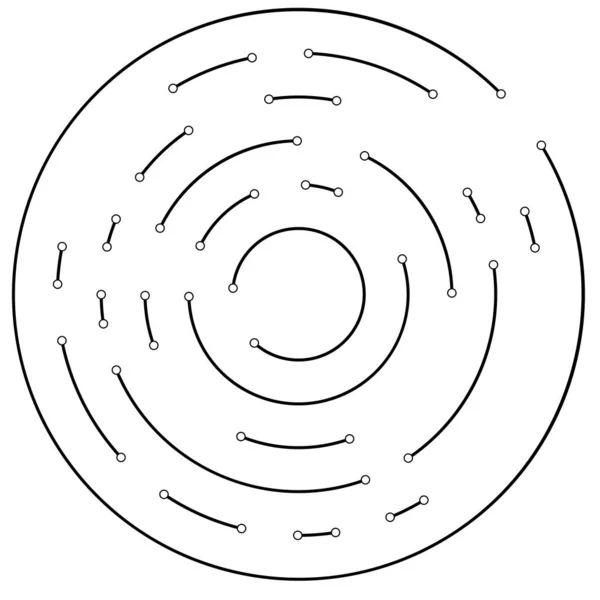 Lignes Circulaires Radiales Avec Nœuds Points — Image vectorielle