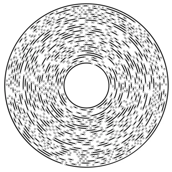 Líneas Circulares Radiales Con Nudos Puntos — Archivo Imágenes Vectoriales