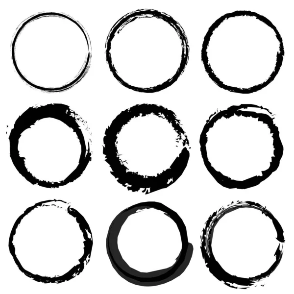 Grungy Textured Circle Element Set Grunge Circles Stock Vector Illustration — Stock Vector