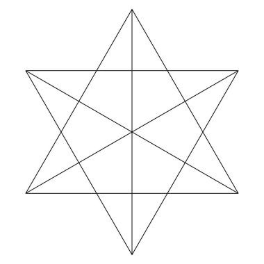 Açıları çizilmiş geometrik çokgen ögesi. Kesişen çizgiler yıldız şekli ızgarası, ağ stok vektör çizimi, kırpma sanatı grafikleri 