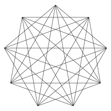 Açıları çizilmiş geometrik çokgen ögesi. Kesişen çizgiler yıldız şekli Stok vektör illüstrasyonu, kırpma sanatı grafikleri 