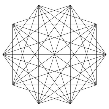 Açıları çizilmiş geometrik çokgen ögesi. Kesişen çizgiler yıldız şekli Stok vektör illüstrasyonu, kırpma sanatı grafikleri 