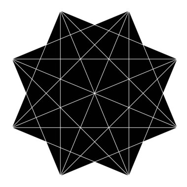 Açıları çizilmiş geometrik çokgen ögesi. Kesişen çizgiler yıldız şekli Stok vektör illüstrasyonu, kırpma sanatı grafikleri 