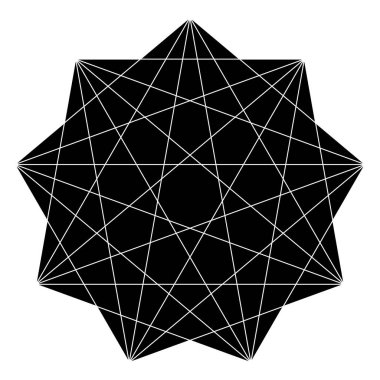 Açıları çizilmiş geometrik çokgen ögesi. Kesişen çizgiler yıldız şekli Stok vektör illüstrasyonu, kırpma sanatı grafikleri 