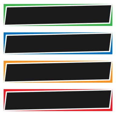 Dikdörtgen pankart, plaket, düğme, etiket ve etiketleme şekli boş, boş, telif alanı vektör çizimi, klip- sanat grafikleri 