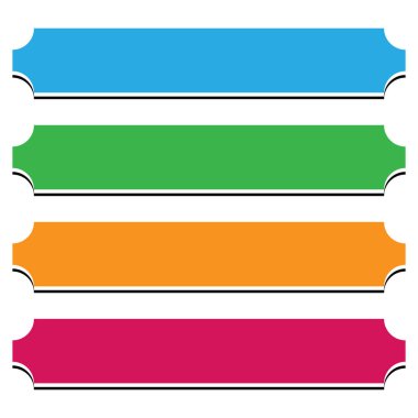 Dikdörtgen pankart, plaket, düğme, etiket ve etiketleme şekli boş, boş, telif alanı vektör çizimi, klip- sanat grafikleri 