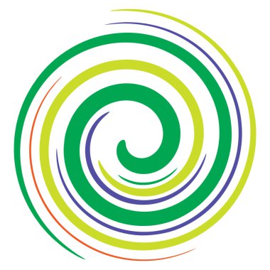 Soyut spiral, girdap, dönme tasarım elementi. Kıvrım, dönüşümlü şekil. Volute, vortex, helix element stok vektör çizimi, klip- art grafikleri 
