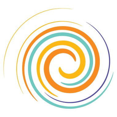 Soyut spiral, girdap, dönme tasarım elementi. Kıvrım, dönüşümlü şekil. Volute, vortex, helix element stok vektör çizimi, klip- art grafikleri 