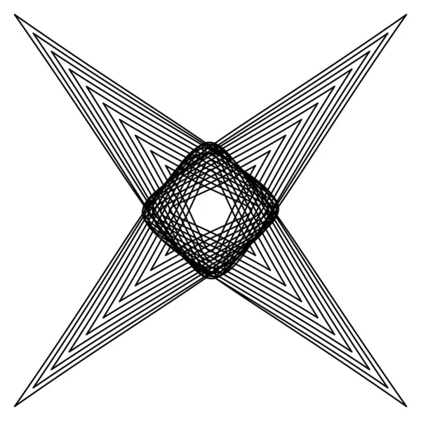Абстрактный Геометрический Радиальный Мотив Форма Мандала Элемент Дизайна Тонкими Линиями — стоковый вектор