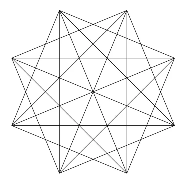 Geometriskt Polygonelement Med Ritade Vinklar Skärningslinjer Stjärna Form Stockvektor Illustration — Stock vektor