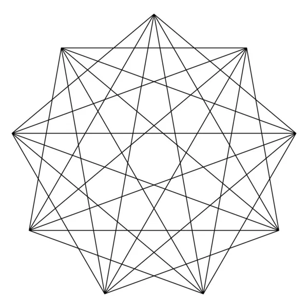 Geometrische Polygone Element Met Getekende Hoeken Gesneden Lijnen Stervorm Stock — Stockvector