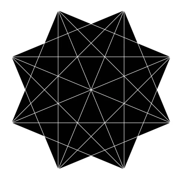 Geometrische Polygone Element Met Getekende Hoeken Gesneden Lijnen Stervorm Stock — Stockvector