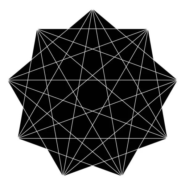 Elemento Poligonado Geométrico Com Ângulos Desenhados Linhas Cruzadas Forma Estrela — Vetor de Stock