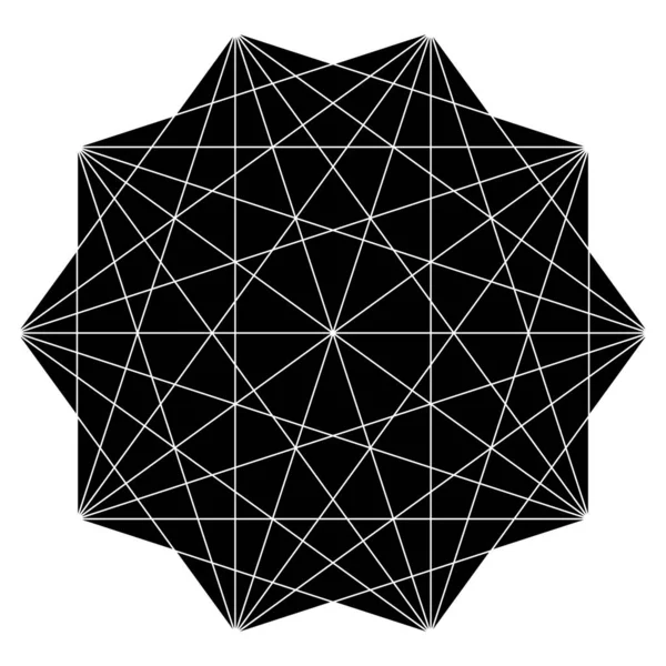Geometrische Polygone Element Met Getekende Hoeken Gesneden Lijnen Stervorm Stock — Stockvector