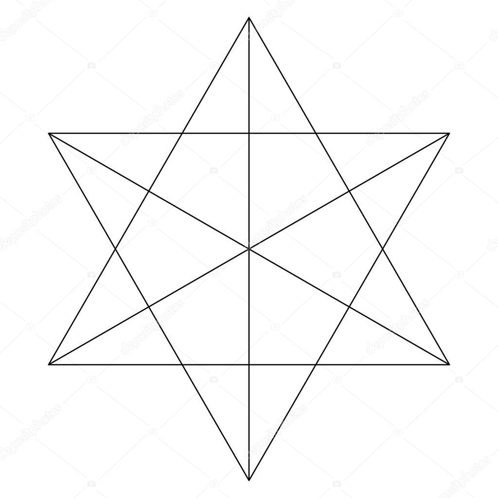Geometric polygone element with angles drawn. Intersected lines star shape grid, mesh  stock vector illustration, clip-art graphics