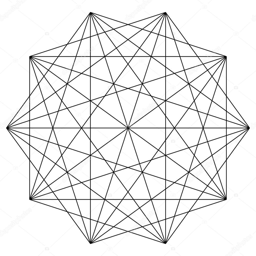 Geometric polygone element with angles drawn. Intersected lines star shape  Stock vector illustration, clip-art graphics