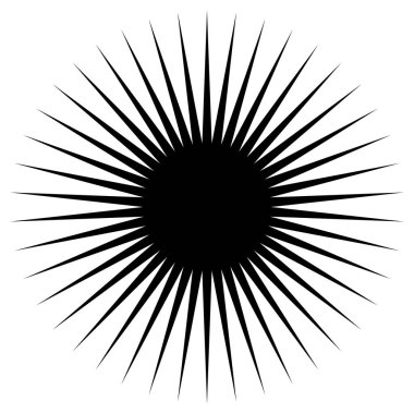 Yıldız patlaması, güneş patlaması simgesi, radyal element stok vektör çizimi, klip- sanat grafikleri 