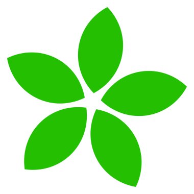 Yeşil yaprak, taç yaprağı şekli, yeşillik yaprak ikonu, sembol, pictogram stok vektör illüstrasyonu, klip- sanat grafikleri 