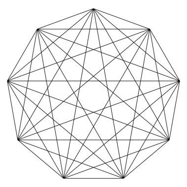 Açıları çizilmiş geometrik çokgen ögesi. Kesişen çizgiler yıldız şekli ızgarası, ağ stok vektör çizimi, kırpma sanatı grafikleri 