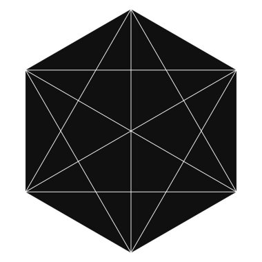 Açıları çizilmiş geometrik çokgen ögesi. Kesişen çizgiler yıldız şekli ızgarası, ağ stok vektör çizimi, kırpma sanatı grafikleri 