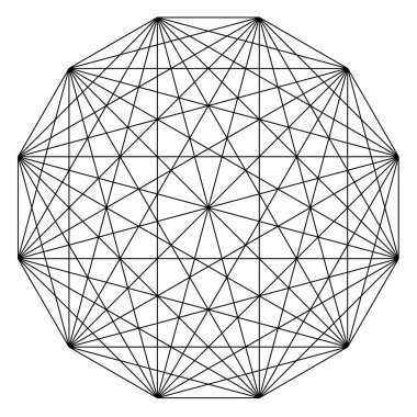 Açıları çizilmiş geometrik çokgen ögesi. Kesişen çizgiler yıldız şekli ızgarası, ağ stok vektör çizimi, kırpma sanatı grafikleri 