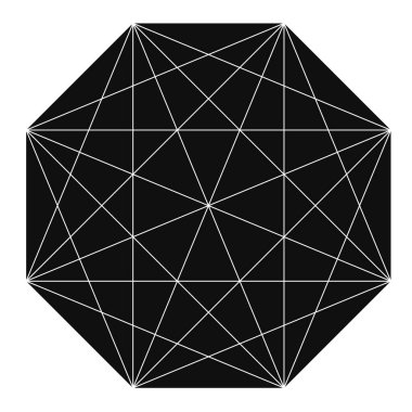 Açıları çizilmiş geometrik çokgen ögesi. Kesişen çizgiler yıldız şekli ızgarası, ağ stok vektör çizimi, kırpma sanatı grafikleri 