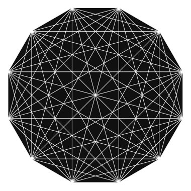 Açıları çizilmiş geometrik çokgen ögesi. Kesişen çizgiler yıldız şekli ızgarası, ağ stok vektör çizimi, kırpma sanatı grafikleri 